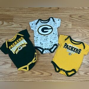 NFL Green Bay Packers Baby Bodysuit Onesies Set of 3 – Size 0/3M